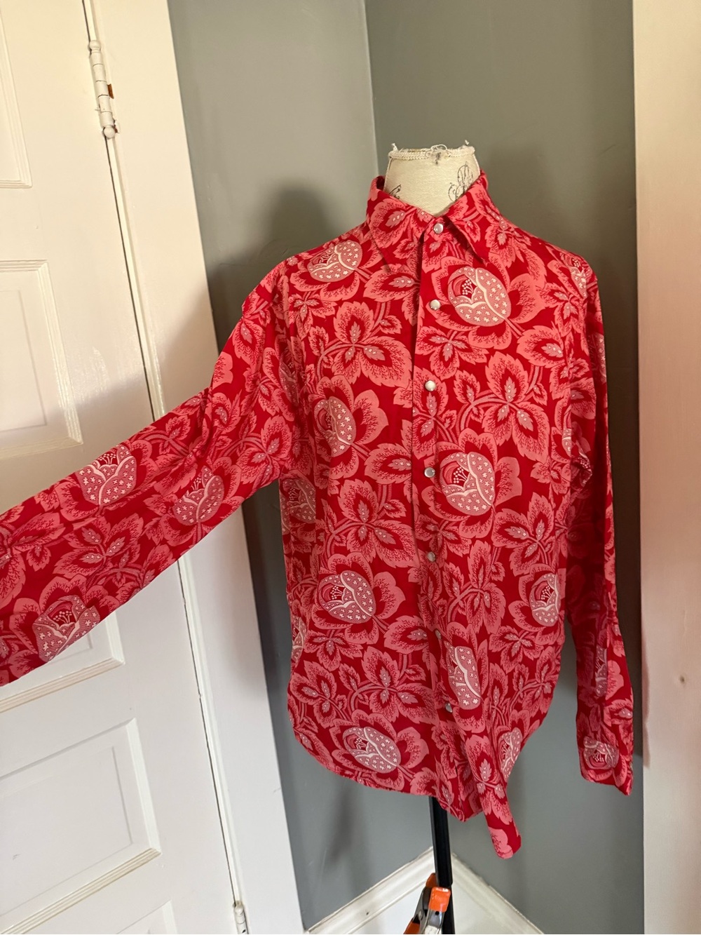 Boho Button-Down Shirt with Pearl Snaps